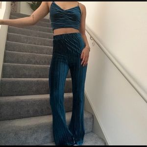 Wild fable blue velvet flare pants